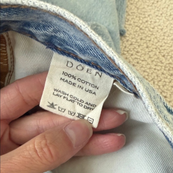 Doen Light Blue Jeans with raw hem HIGH RISE 26 - Picture 8 of 9